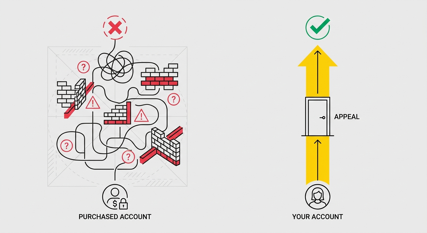 Amazon seller account risks illustration showing security concerns and policy violations for buyers