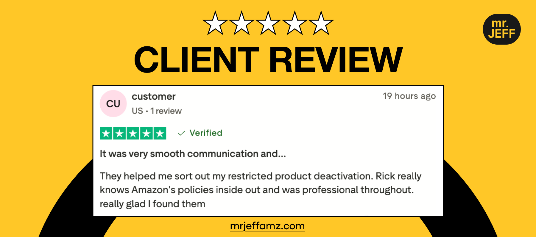 Client review about Amazon account reinstatement service