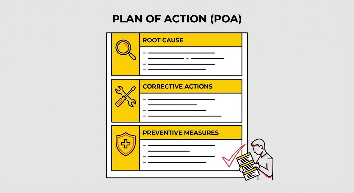 A well-structured Plan of Action follows Amazon's three-part format